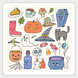 Adorable Set of Fall and Halloween Doodles Sticker